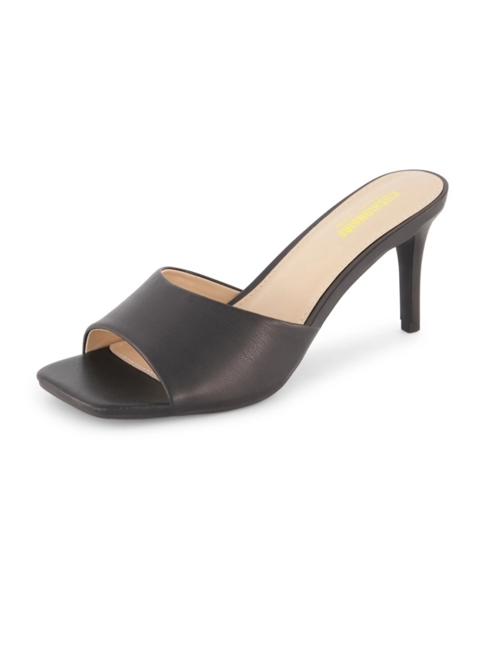 Cushionaire Black Open-Toe Slide Heels